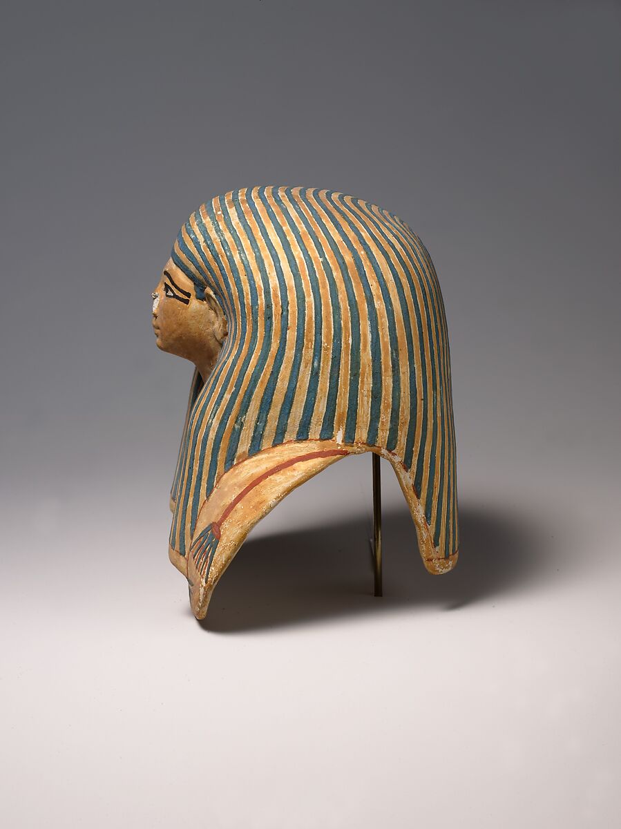 Miniature Mask for a Canopic bundle, Cartonnage, paint