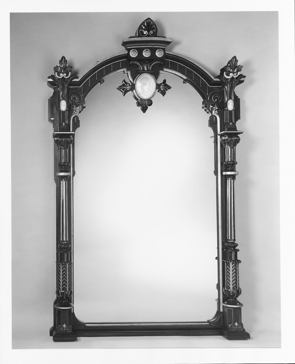 Overmantel Looking Glass, Attributed to John Jelliff (1813–1893), Rosewood, mother-of-pearl, American 