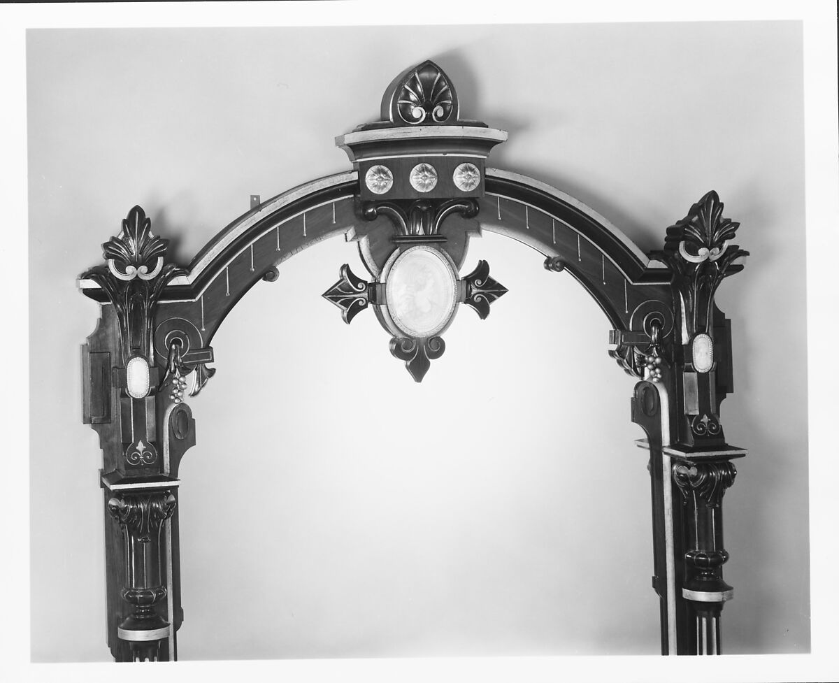 Overmantel Looking Glass, Attributed to John Jelliff (1813–1893), Rosewood, mother-of-pearl, American
