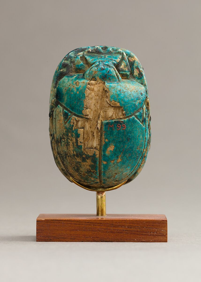 Scarab Depicting Queen Tiye, Glazed steatite