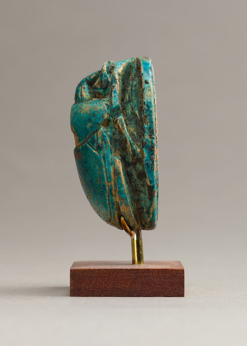 Scarab Depicting Queen Tiye, Glazed steatite