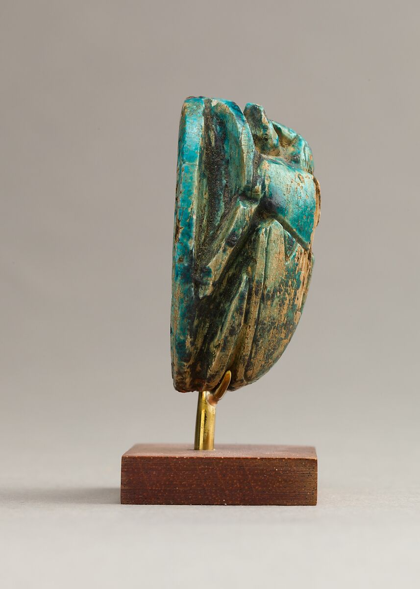 Scarab Depicting Queen Tiye, Glazed steatite