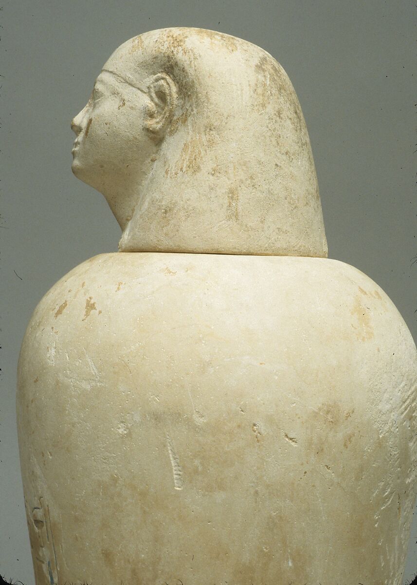Canopic Jar of Maruta, Limestone, blue paste