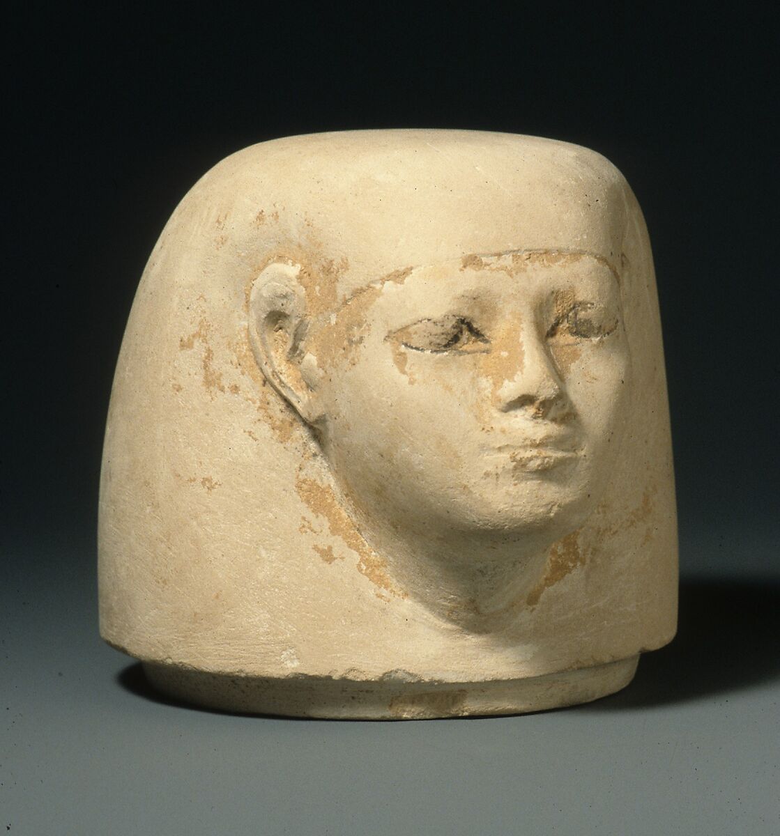 Canopic Jar of Maruta, Limestone, blue paste