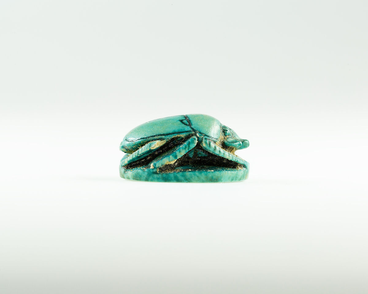 Scarab with the Name of the Overseer of Craftsmen and Carpenters, Qenamun, Steatite, glazed