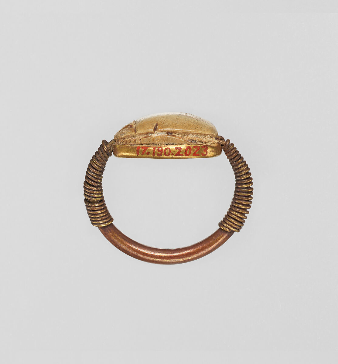 Scarab Finger Ring, Gold, glazed steatite