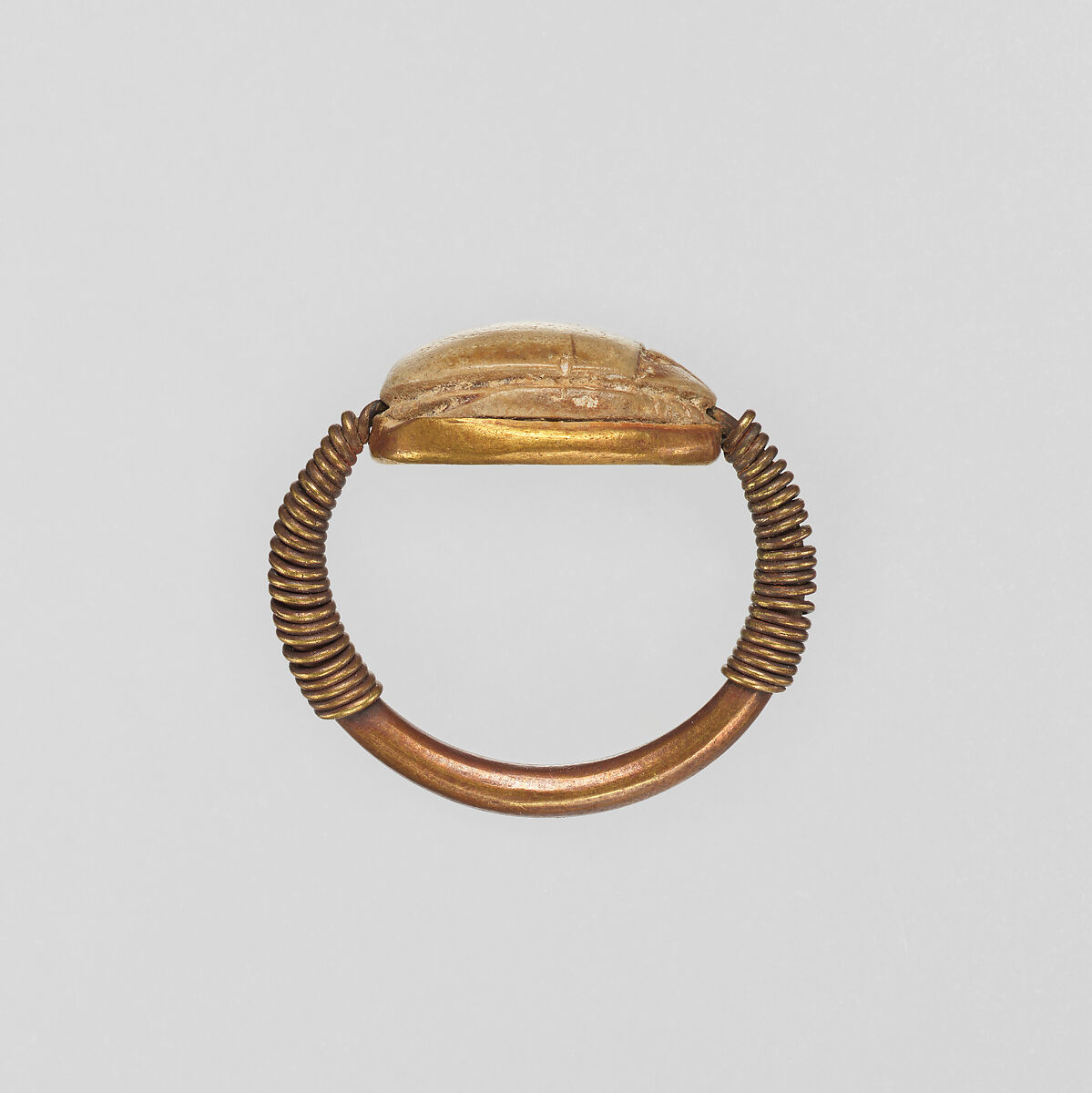 Scarab Finger Ring, Gold, glazed steatite
