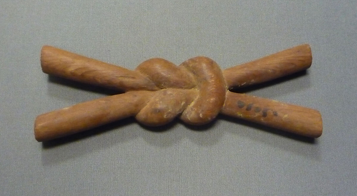 Tjes-Knot Amulet from a Foundation Deposit for Hatshepsut's Temple, Wood (cedar) 