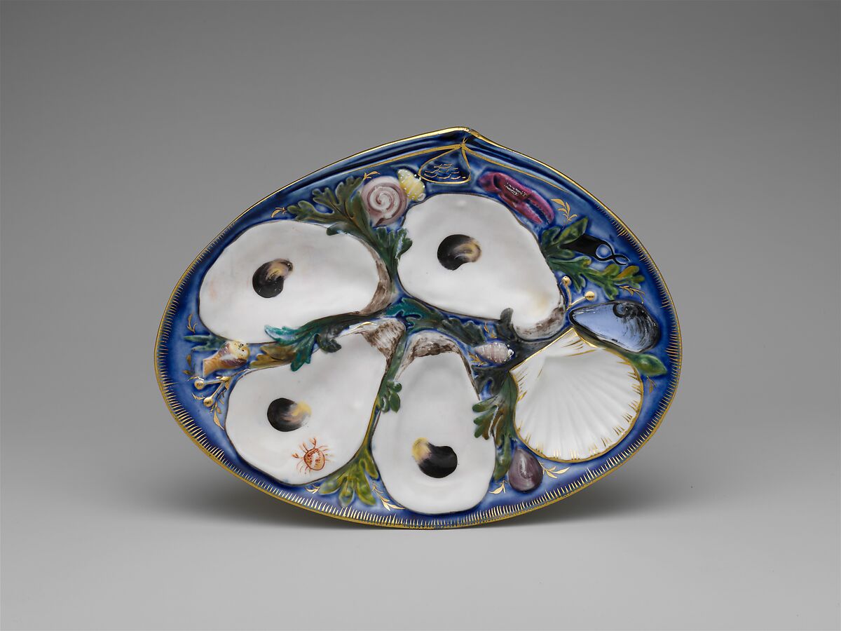 Oyster plate, Union Porcelain Works (1863–1922), Porcelain, American 