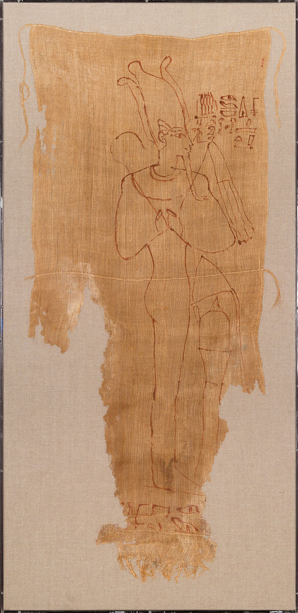 Osiris Shroud Inscribed for Tiye, Linen, red ink 