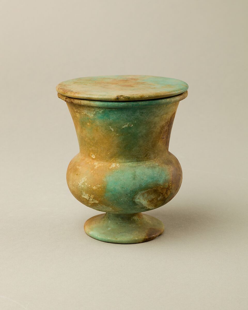 Open-Mouthed Cosmetic Jar of Neferkhawet, Faience 