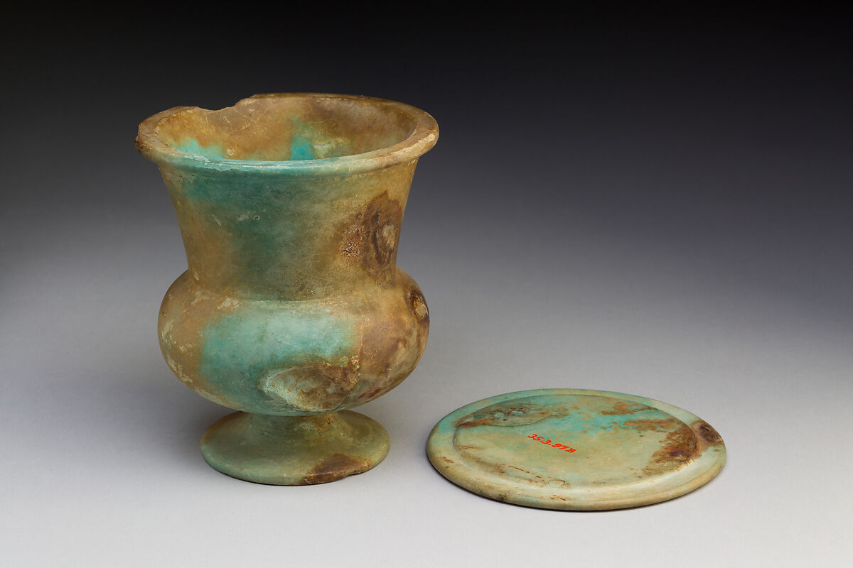 Open-Mouthed Cosmetic Jar of Neferkhawet, Faience