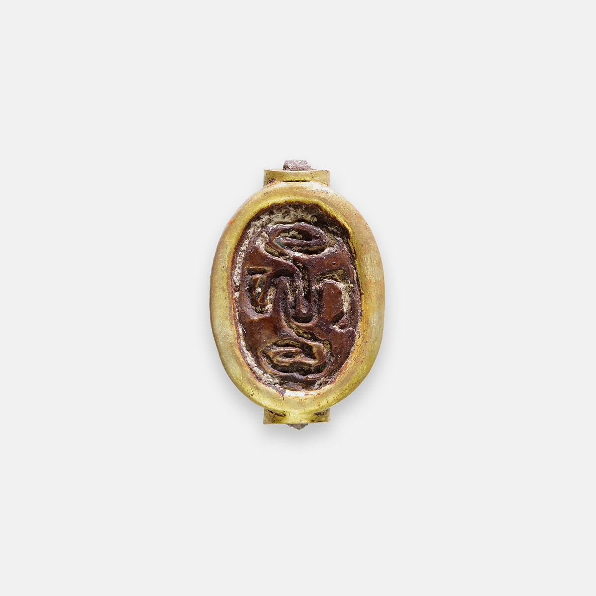 Scarab Ring of Neferkhawet, Silver, gold, glazed steatite
