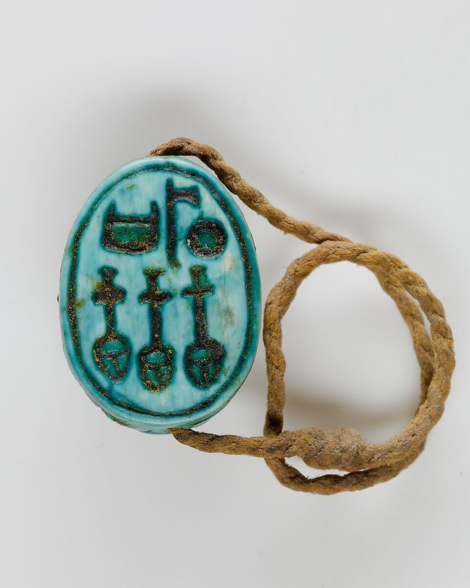 Scarab Ring, Glazed Steatite, linen 