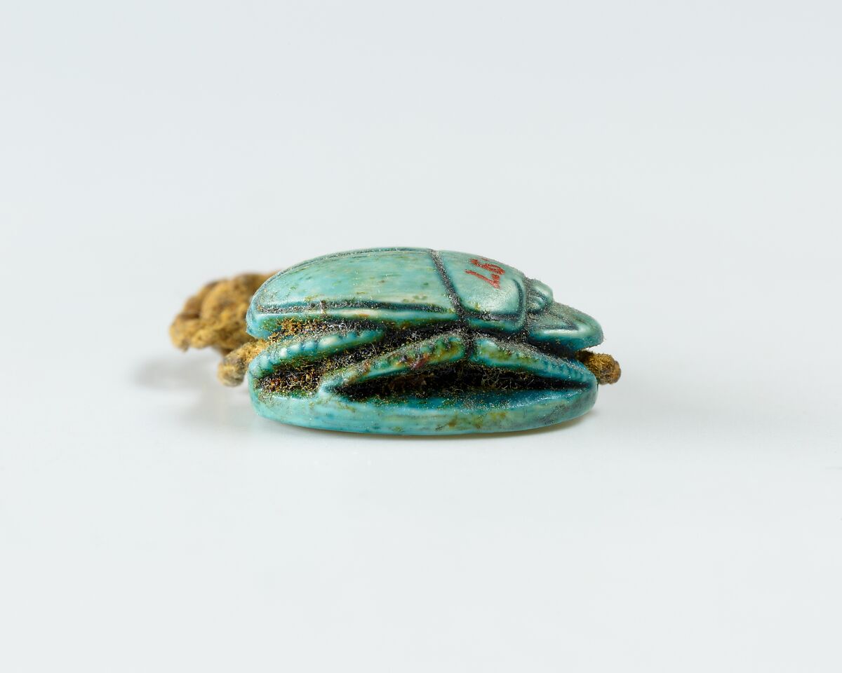 Scarab Ring, Glazed Steatite, linen