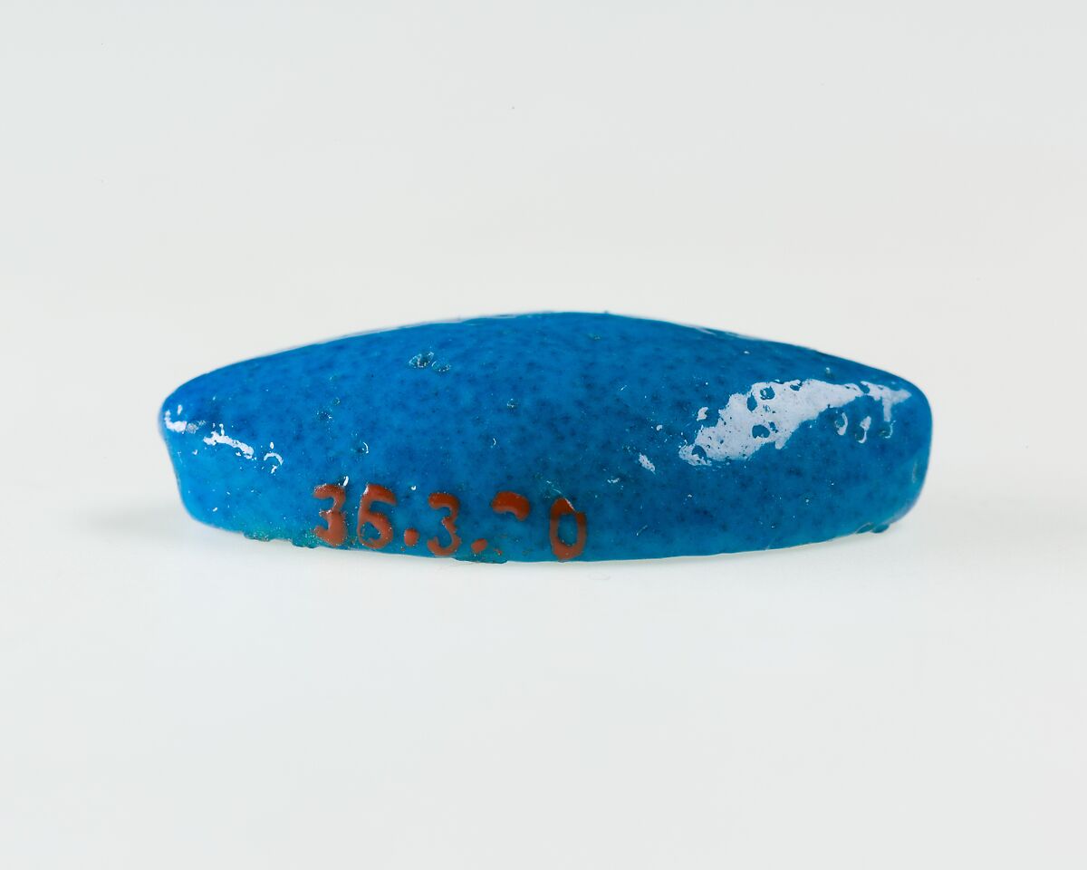 Cowroid Seal-Amulet Inscribed with the Throne Name of Thutmose II, Faience