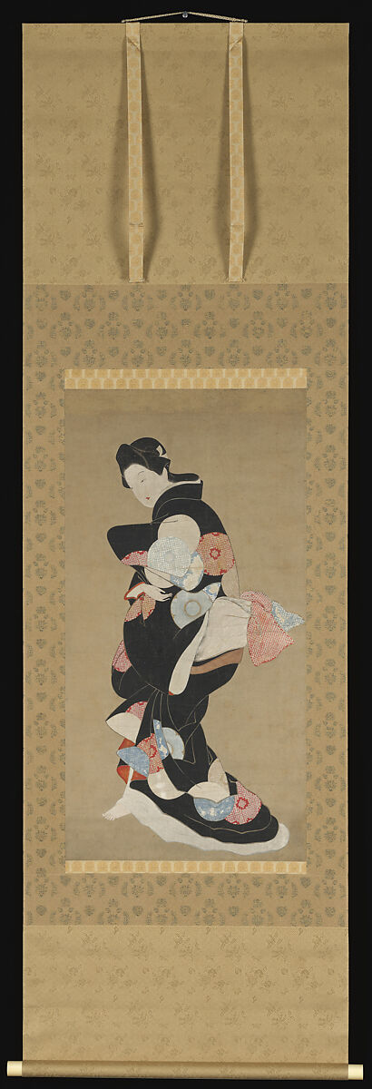 Dancer, School of Hishikawa Moronobu 菱川師宣 (Japanese, 1618–1694), Hanging scroll; color on paper, Japan