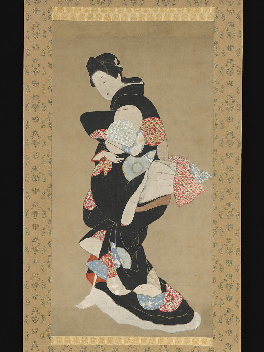 Dancer, School of Hishikawa Moronobu 菱川師宣 (Japanese, 1618–1694), Hanging scroll; color on paper, Japan 