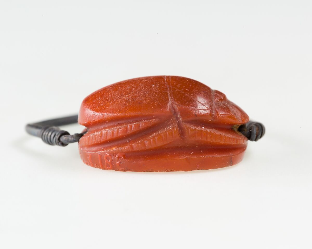 Scarab Finger Ring, Red jasper, silver