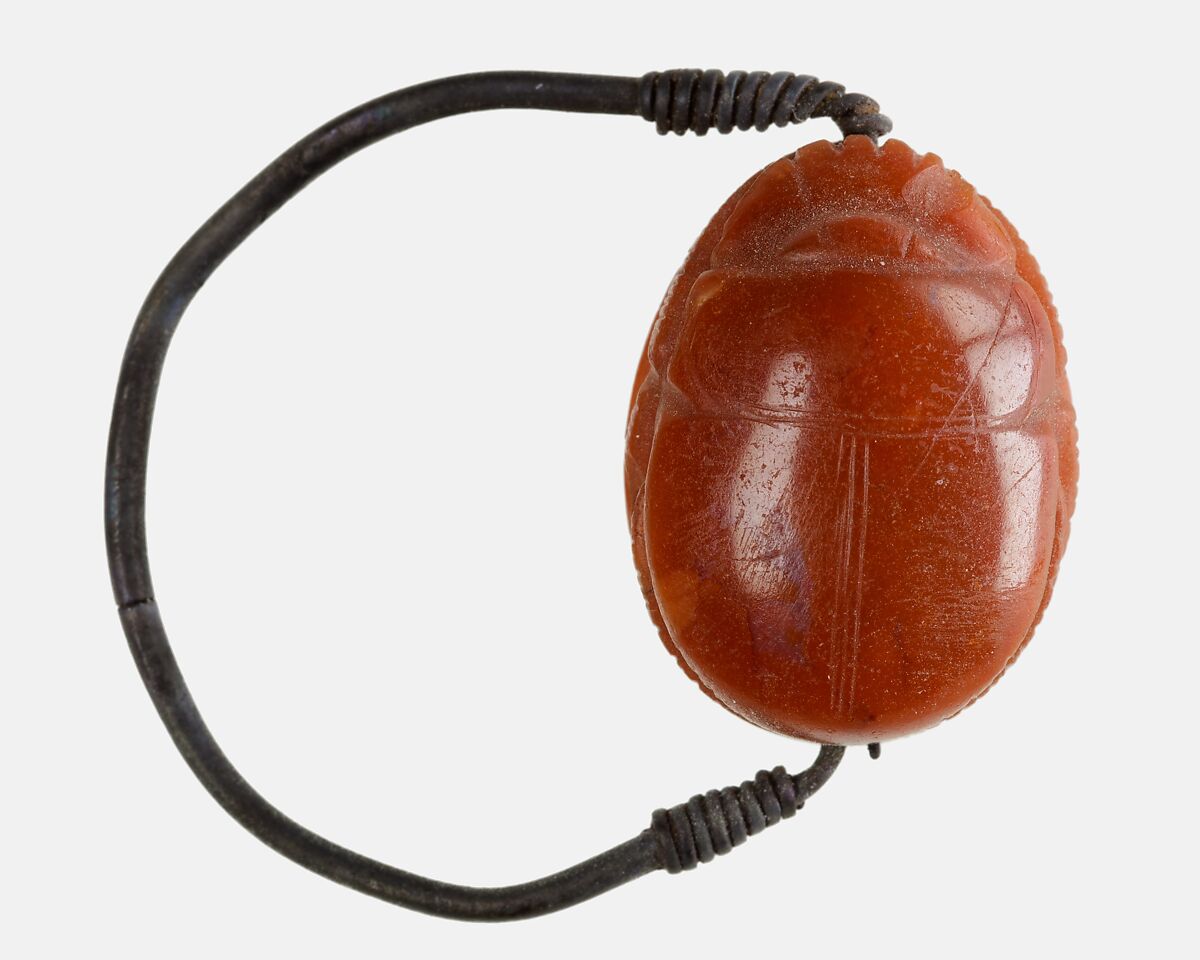 Scarab Finger Ring, Red jasper, silver
