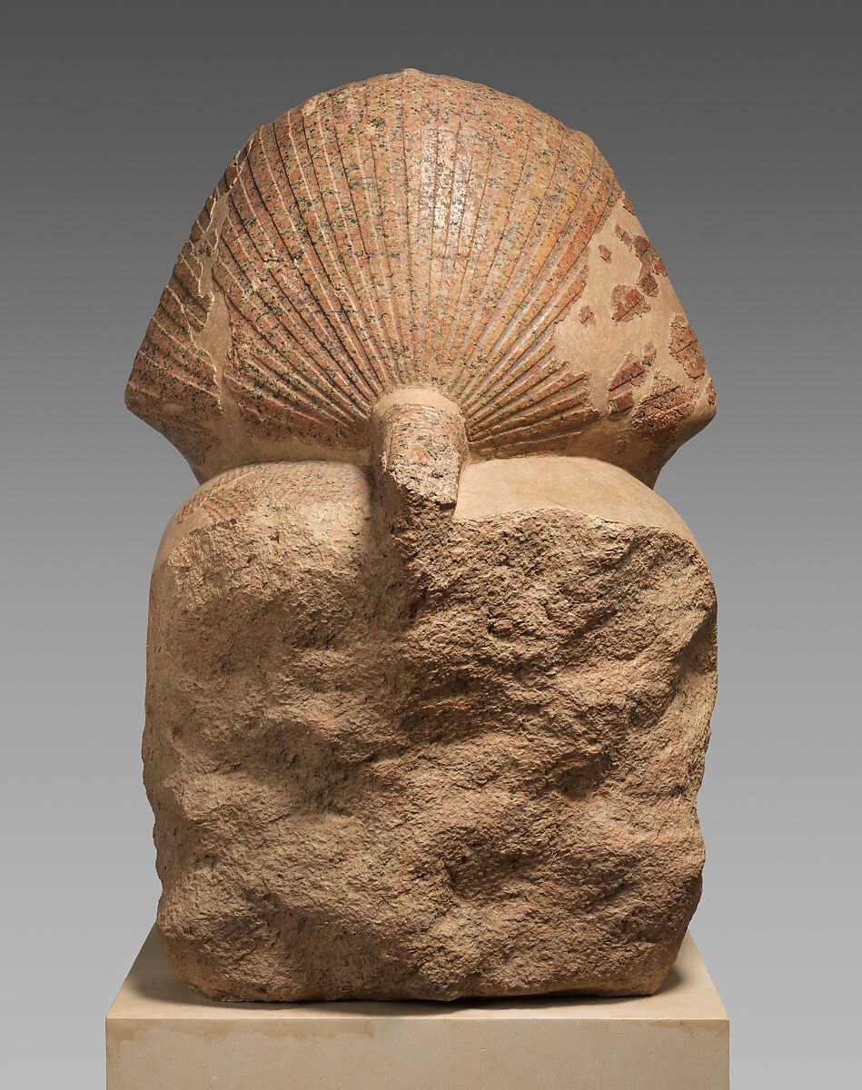 Head and Shoulders of a Sphinx of Hatshepsut, Granite, paint
