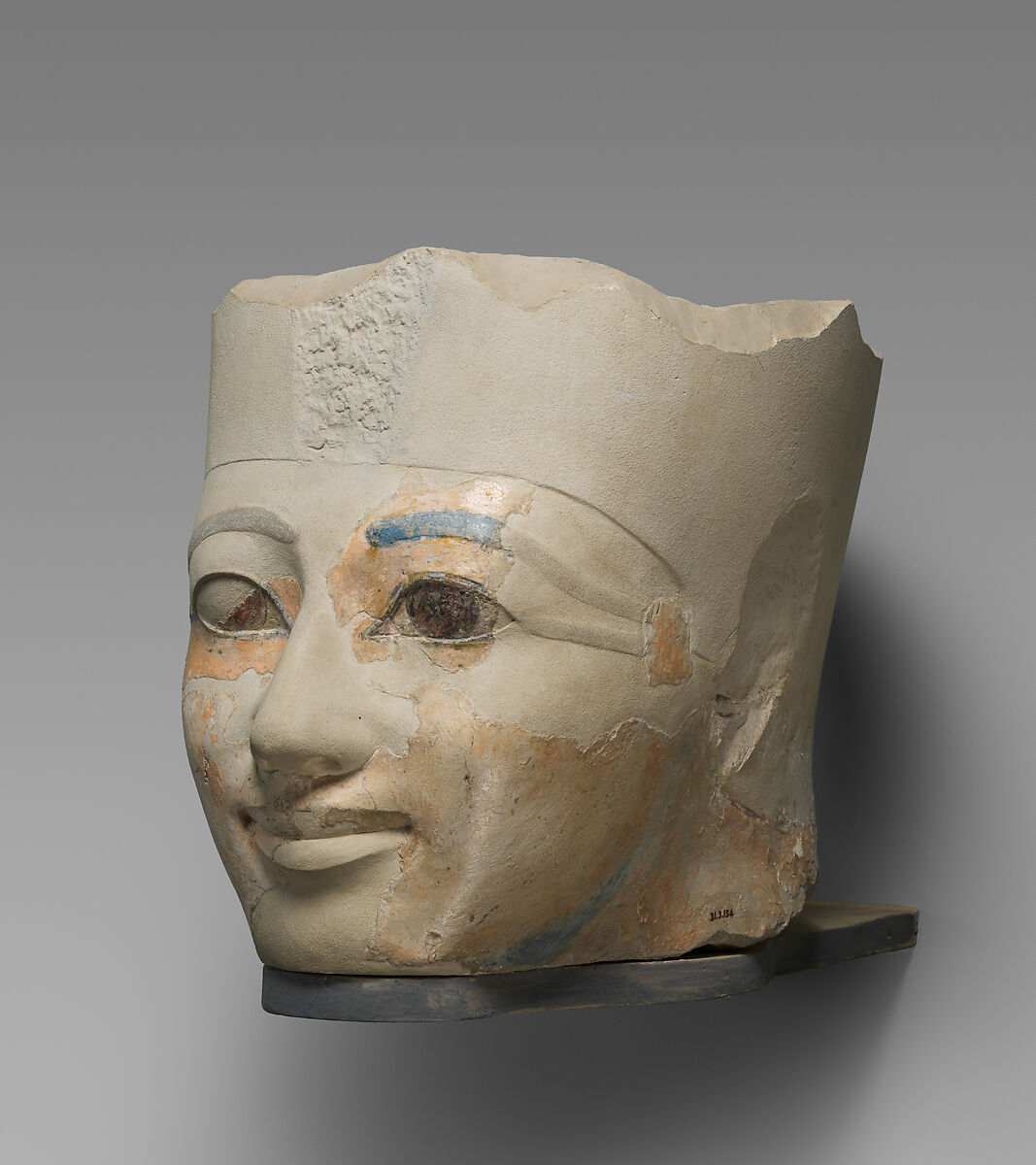 Head of an Osiride Statue of Hatshepsut Originally in the Temple Sanctuary SE Corner, Limestone, paint