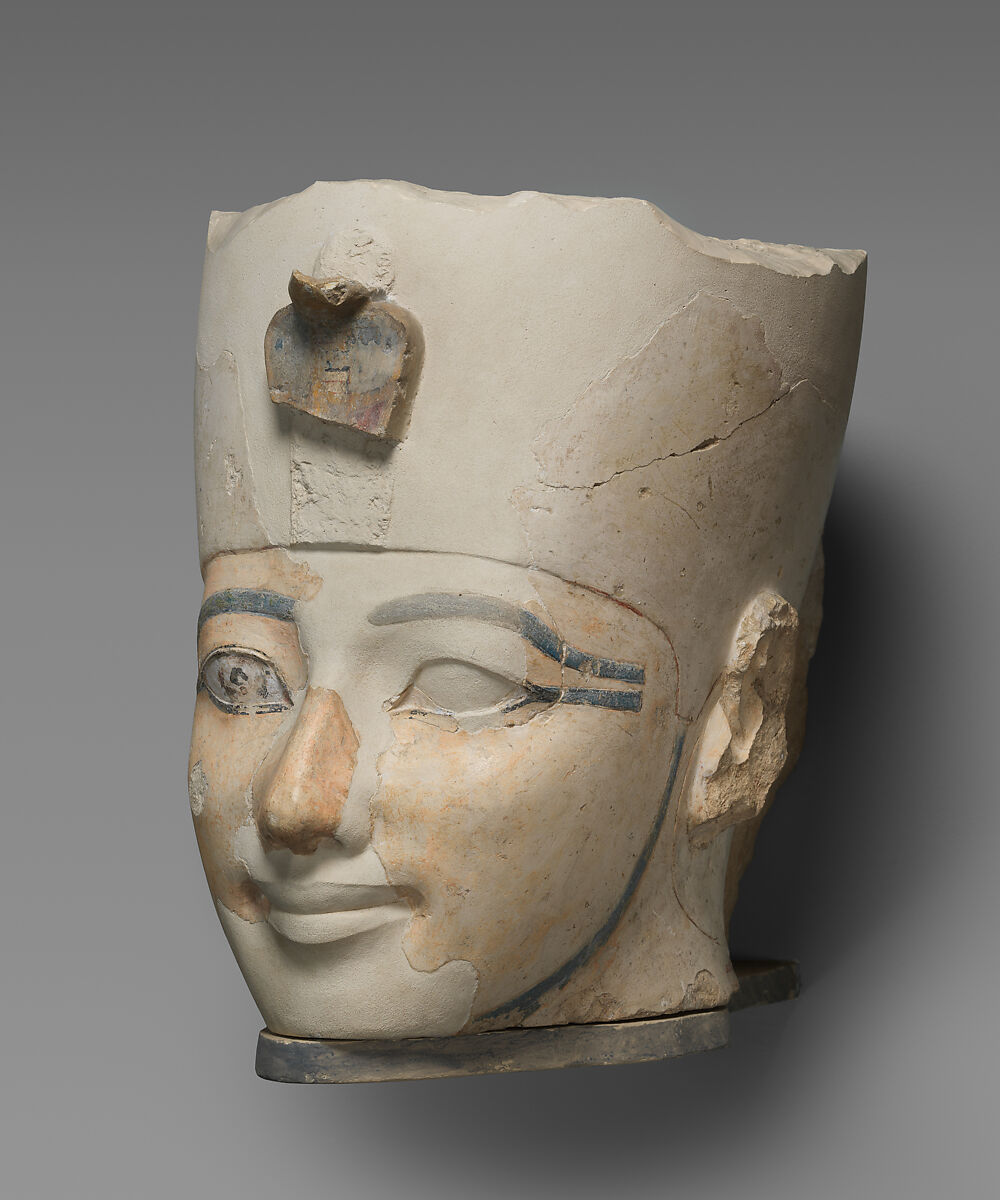 Head of an Osiride Statue of Hatshepsut, Limestone, paint