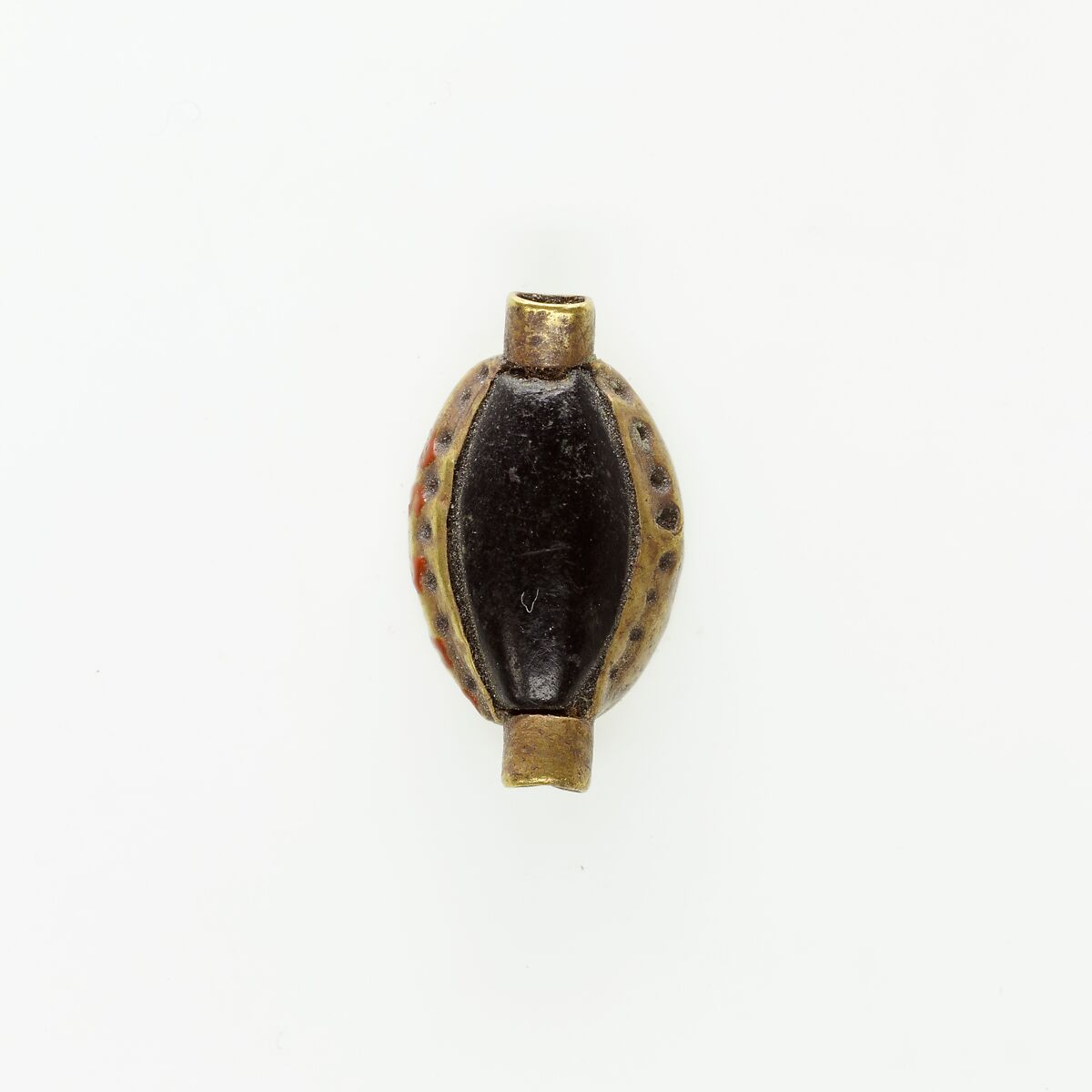 Cowroid Inscribed with an Ankh, Hematite, gold