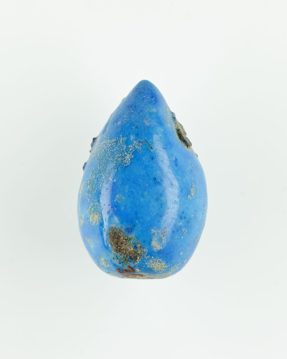 Amulet in the Shape of a Persea Fruit, Faience 