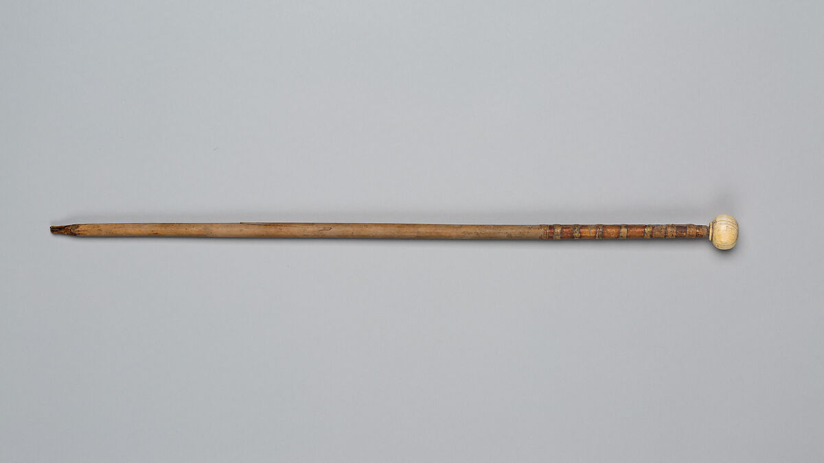 Javelin with an Ivory Knob, Wood, ivory, bark, reed