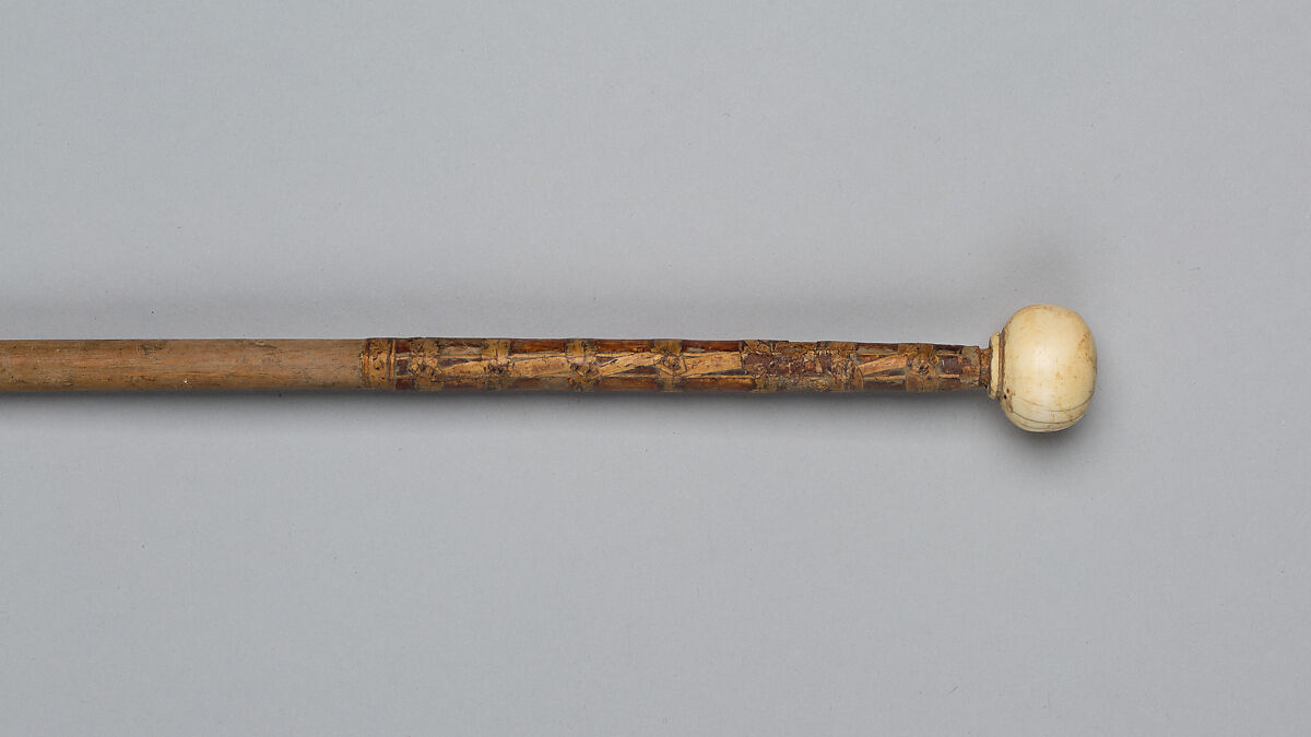 Javelin with an Ivory Knob, Wood, ivory, bark, reed