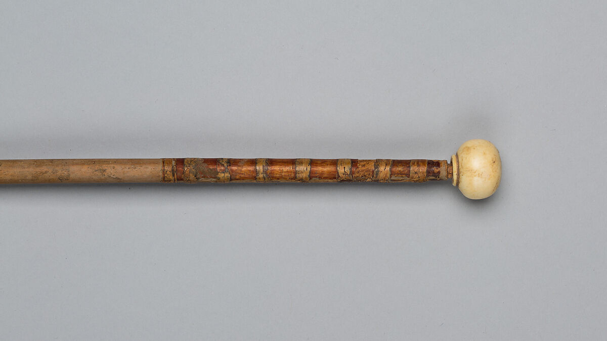 Javelin with an Ivory Knob, Wood, ivory, bark, reed