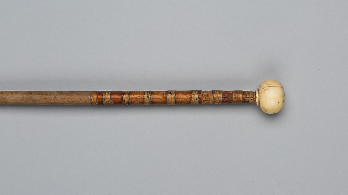 Javelin with an Ivory Knob, Wood, ivory, bark, reed