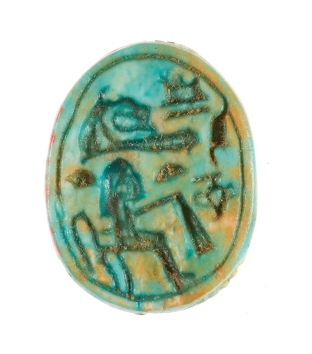 Scarab Inscribed Hatshepsut-United-with-Amun, Steatite (glazed) 