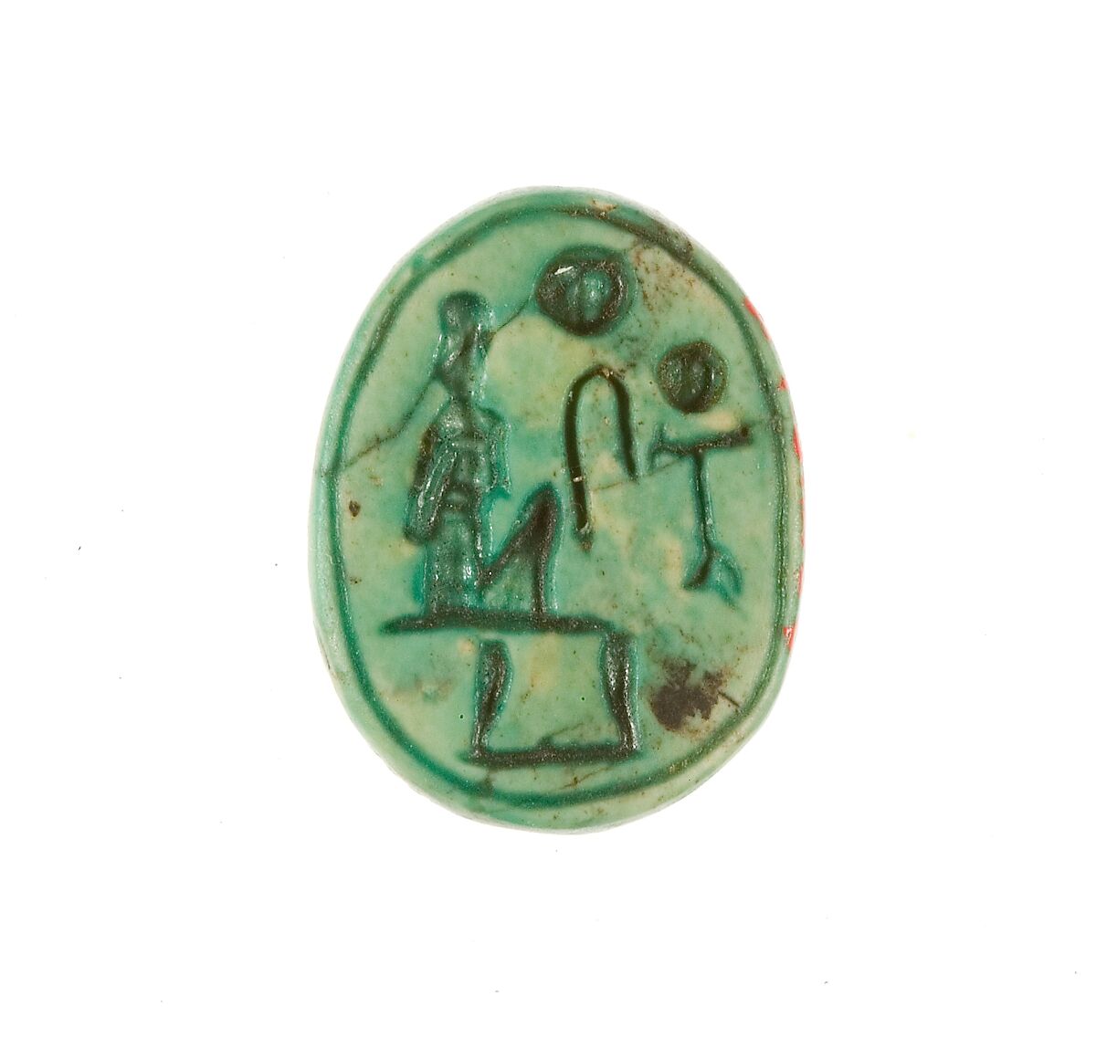 Scarab Inscribed Maatkare (Hatshepsut), She Lives, Steatite (glazed) 