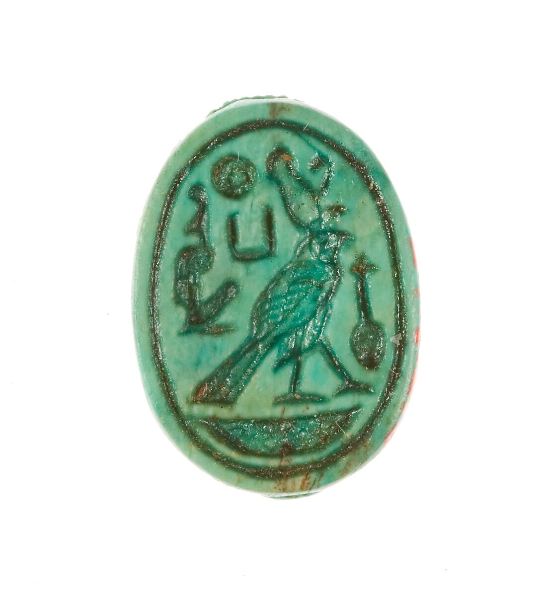 Scarab Inscribed Perfect Horus Maatkare (Hatshepsut), Steatite (glazed) 