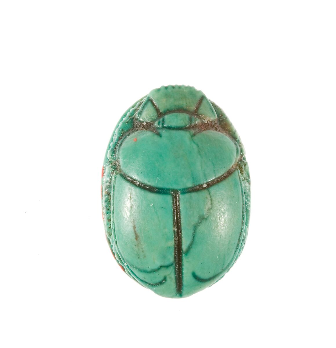 Scarab Inscribed Perfect Horus Maatkare (Hatshepsut), Steatite (glazed)