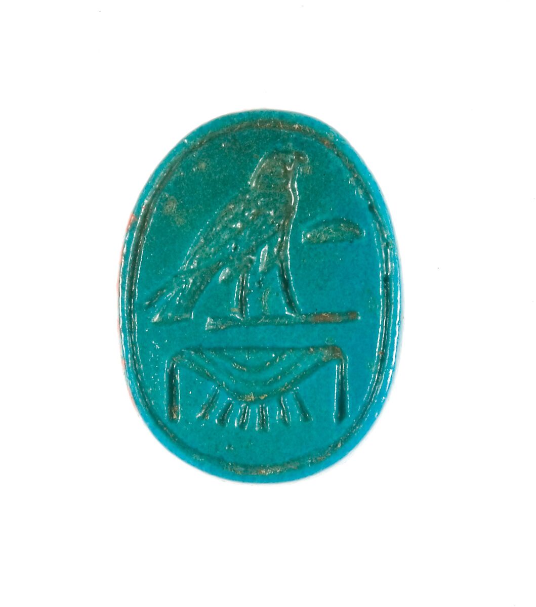 Scarab Inscribed Female Golden Horus, Egyptian blue 