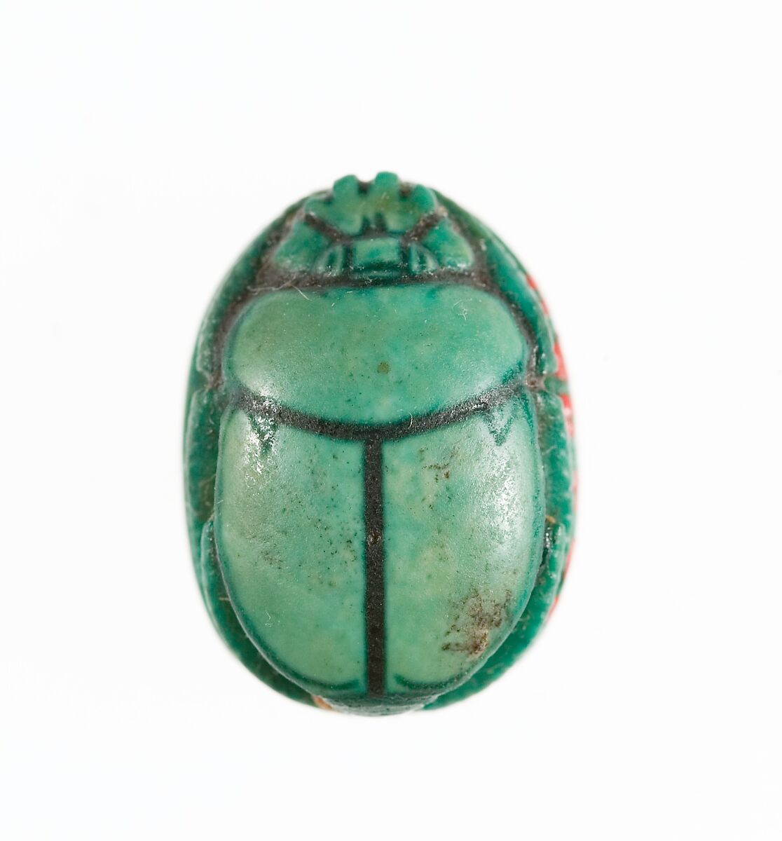 Scarab Inscribed with a Geometric Pattern, Steatite (glazed)