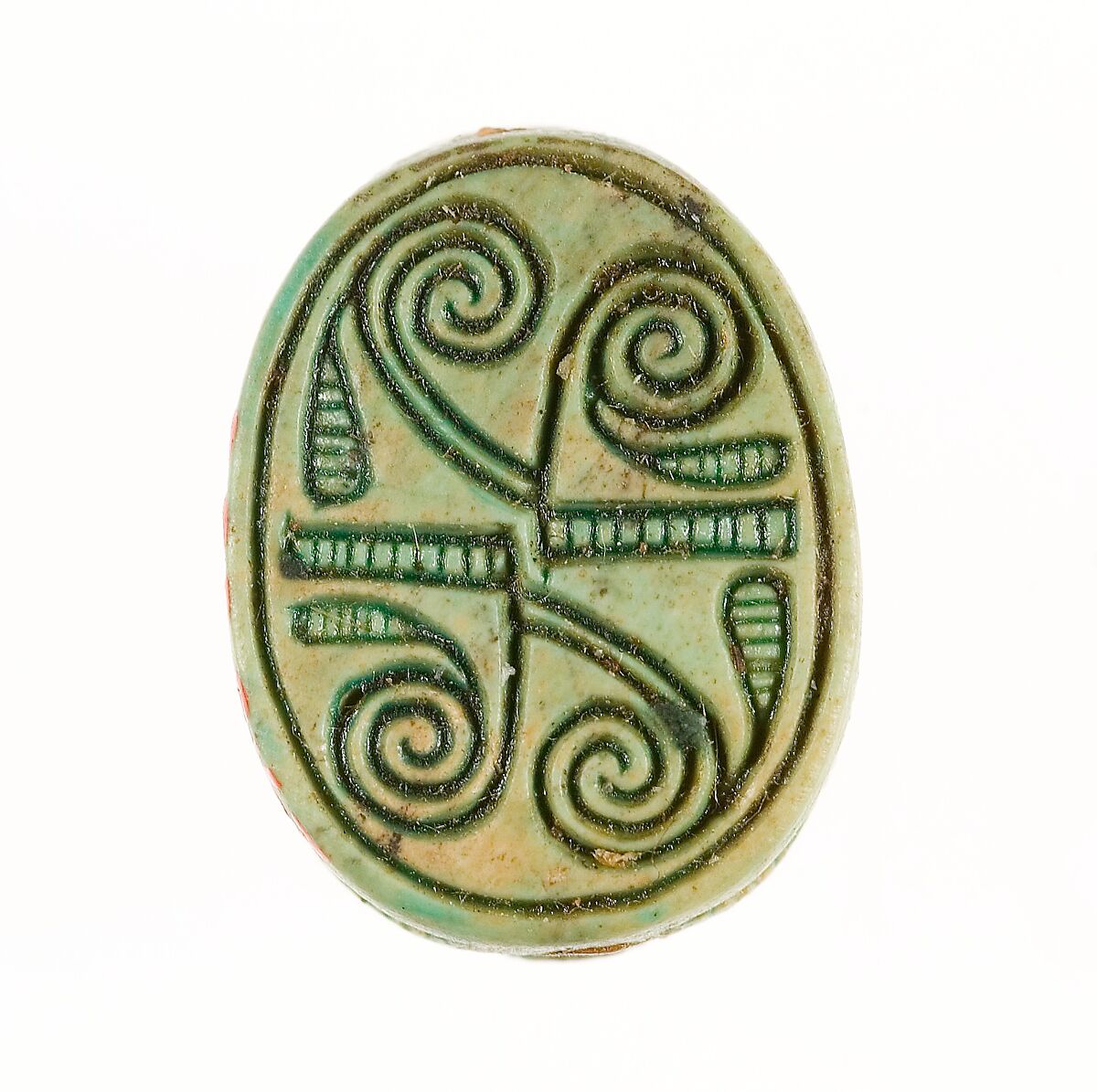 Scarab Inscribed with a Geometric Pattern, Steatite (glazed) 