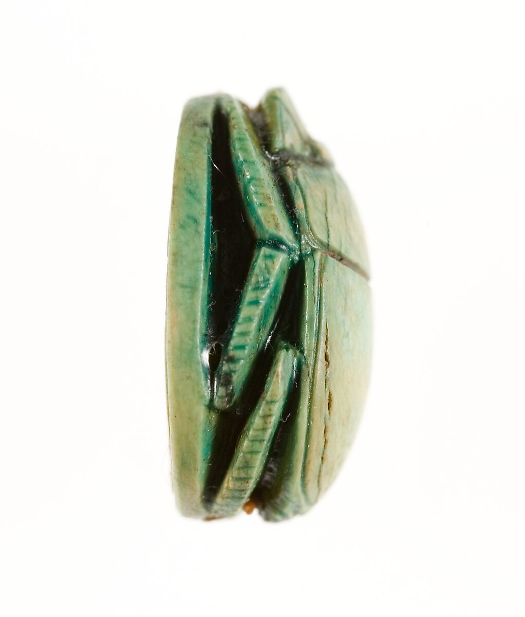 Scarab Inscribed with a Geometric Pattern, Steatite (glazed)