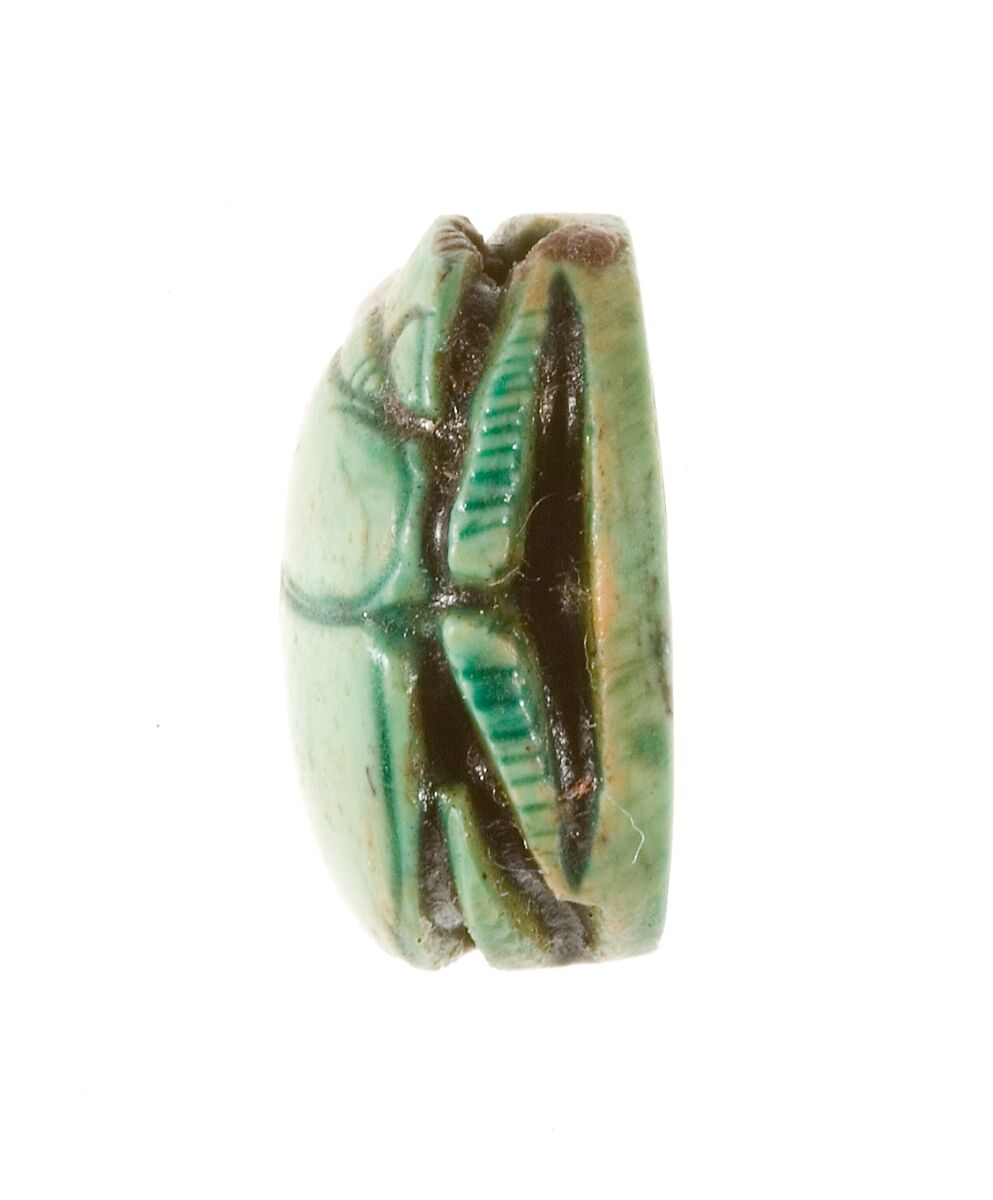 Scarab Inscribed with a Hieroglyphic Motif, Steatite (glazed)