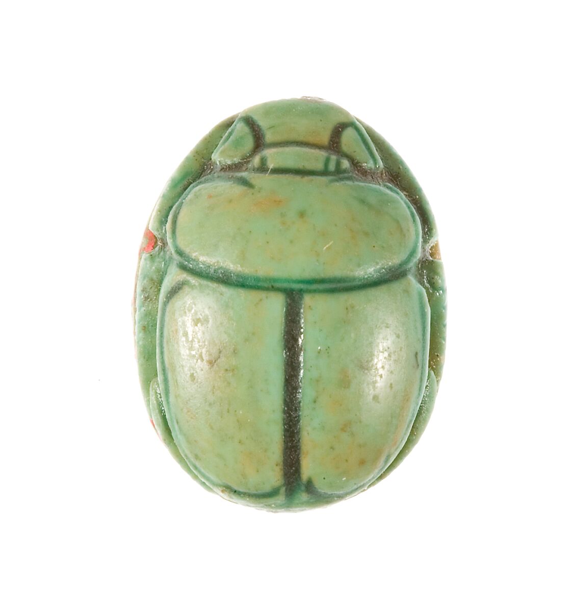 Scarab Inscribed with a Hieroglyphic Motif, Steatite (glazed)