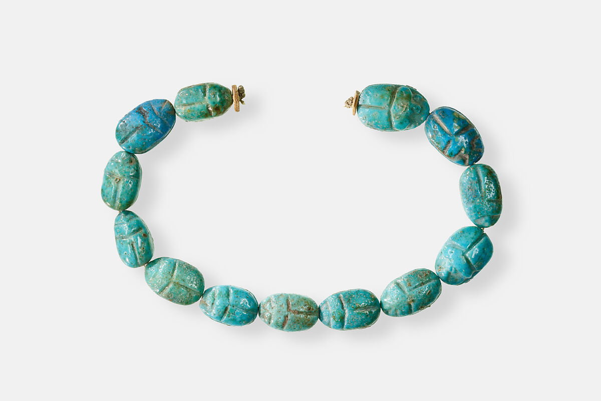 Strand of Inscribed Scarabs, Faience