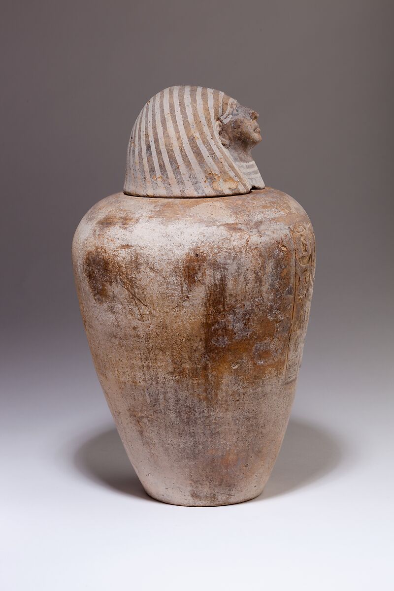 Canopic Jar of Ruiu, Pottery, Marl B, paint