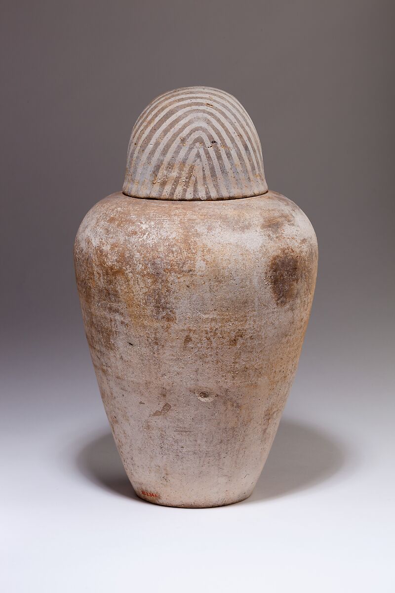 Canopic Jar of Ruiu, Pottery, Marl B, paint