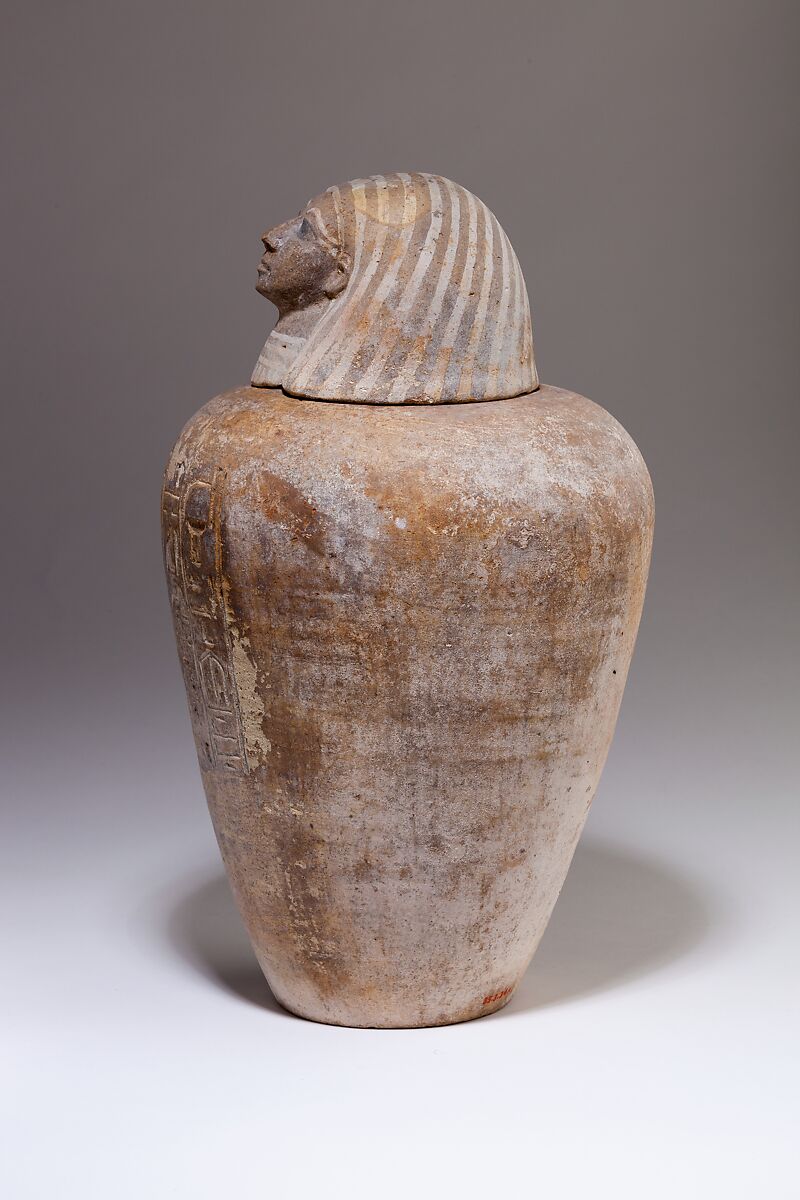 Canopic Jar of Ruiu, Pottery, Marl B, paint