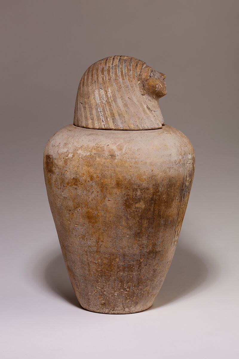 Canopic Jar of Ruiu, Pottery, Marl B, paint