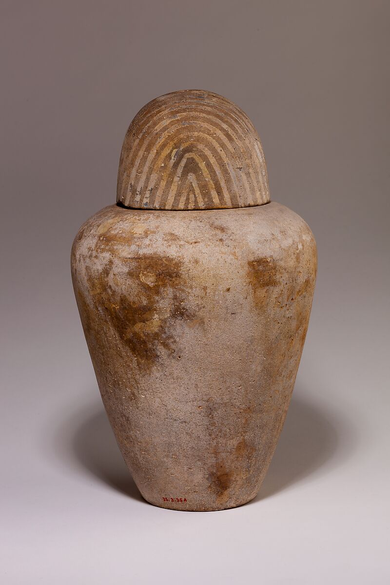 Canopic Jar of Ruiu, Pottery, Marl B, paint