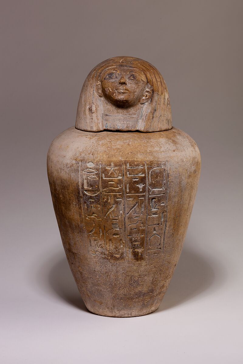 Canopic Jar of Ruiu, Pottery, Marl B, paint 